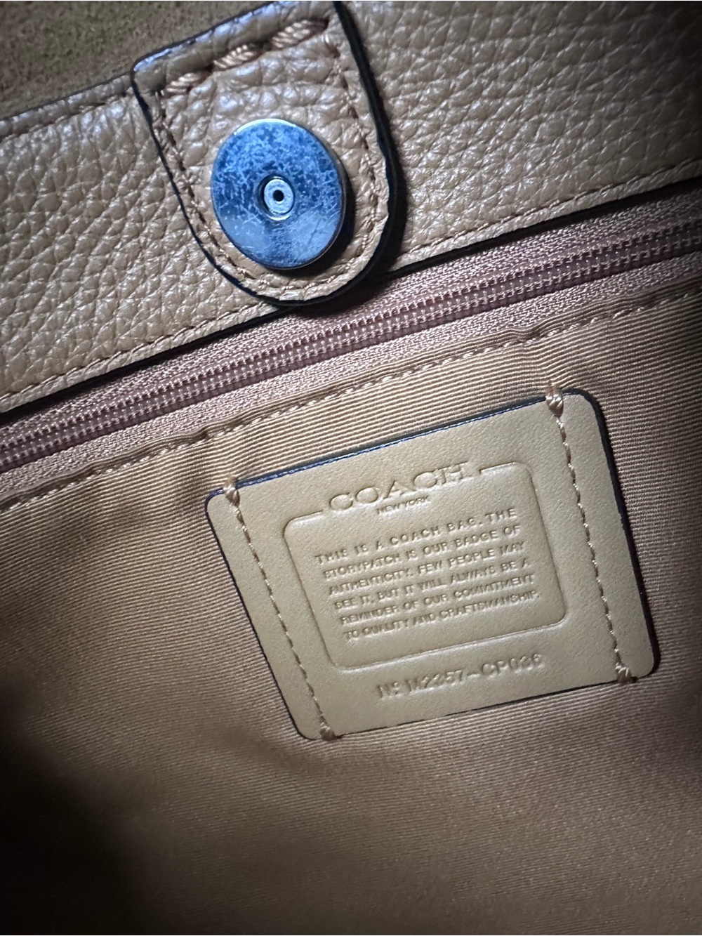 COACH THEA BAG Soft Pebbled Leather Tote Denim Blue Silver Hardware NEVER USED - Picture 9 of 11